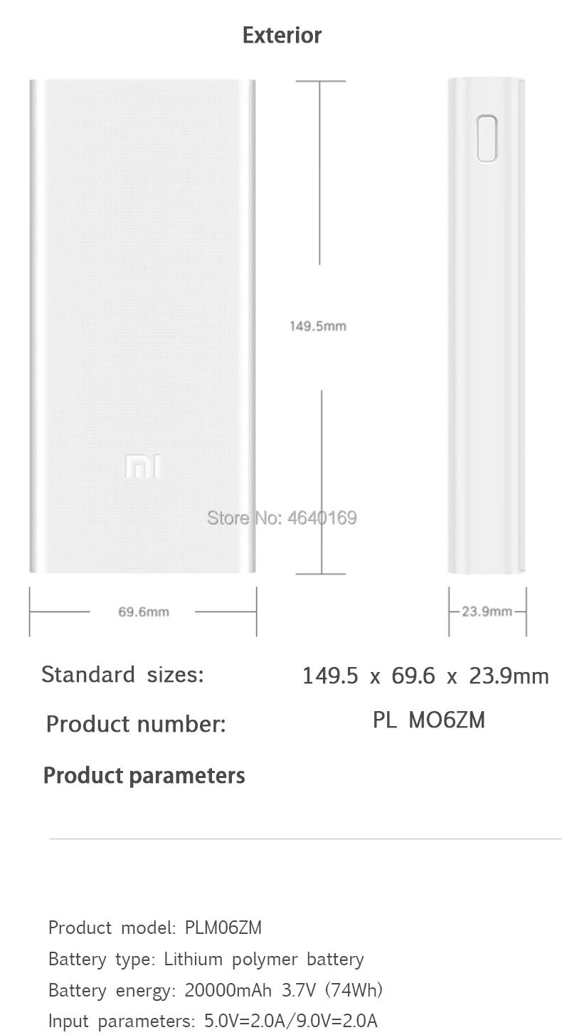 Xiaomi Mi 2C QC3.0 Мощность банк 20000 мАч Мобильный Портативный Мощность банк 2 Dual USB Выход двухполосный быстрый заряд полимерная батарея для мобильного телефона