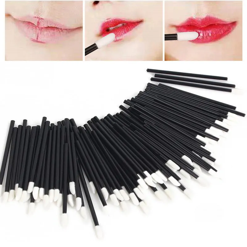 

100Pcs/Pack Disposable Lip Brushes Wholesale Beauty Lipstick Wands Applicator Lip Gloss Blender Lips Make Up Brush Tools Set