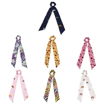 

7Pcs Long Ribbon Hair Rings Fresh Bowknot Hair Ring Women Decoration Accessory