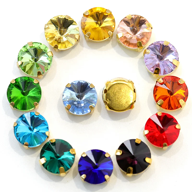 Round Rivoli Sew On Rhinestones with claw
