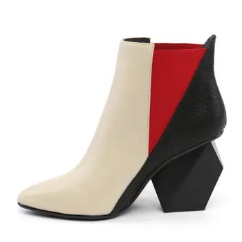 

Autumn pointed high heel ankle boots ladies thick with short tube elastic boots Chelsea Martin boots