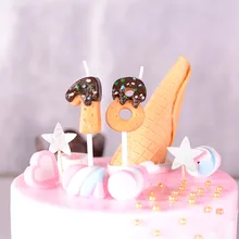 Alta imitação de bolinhos de chocolate números velas 0 1 2 3 4 5 6 7 8 9 velas de aniversário para crianças decoração do topper cupcake
