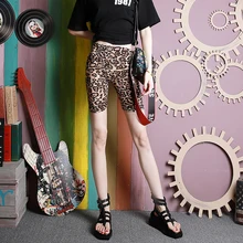 Feminino leopardo imprimir shorts leggings estiramento de cintura alta calças de equitação verão leggings confortáveis