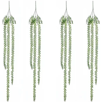 

4Pcs Artificial Succulents Hanging Plants Fake String Of Pearls Plant Faux Succulents Unpotted Branch Lover'S Tears Plants