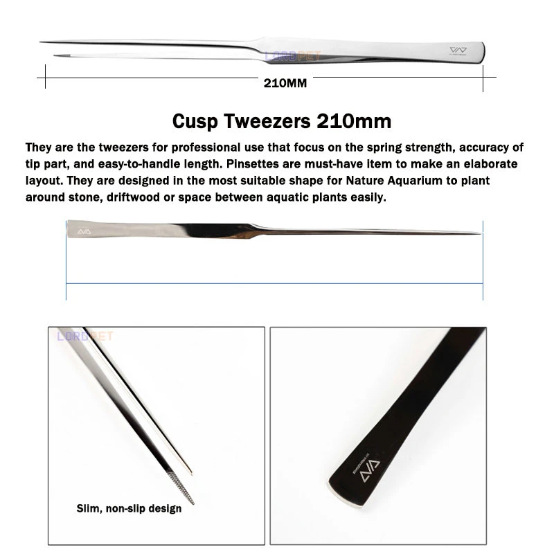 cusp tweezer 210 Viv качество ada ножницы из нержавеющей стали пинцет Весна Прямая изогнутая волна стиль для водные аквариумные украшения для растений - Цвет: cusp tweezer 210