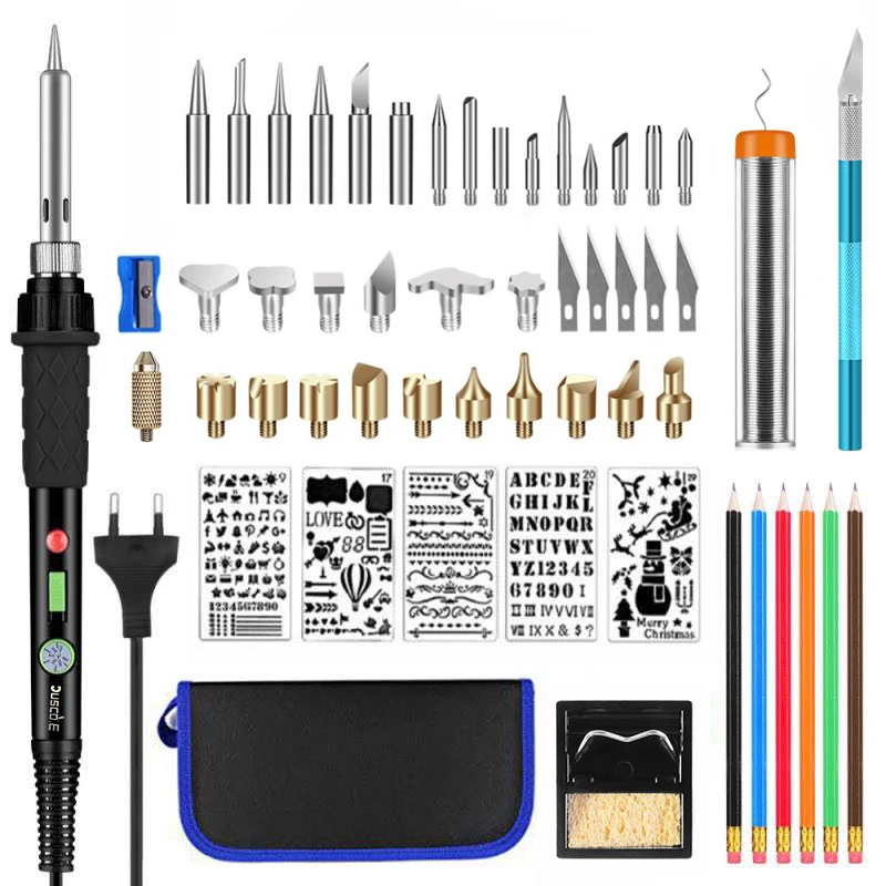 220V 60W Adjustable Soldering Iron Kit Wood Burning Carving Pyrography Pen Kit Welding Wood Embossing Burning Set Welding Tips|Electric Soldering Irons| - AliExpress