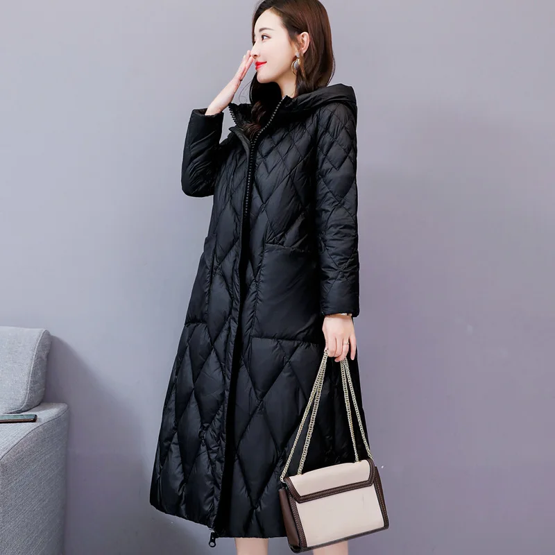 

Cotton-padded Clothes Women's Long over-the-Knee 2018 Winter New Style WOMEN'S Dress Clothes Korean-style Warm Hooded A- line Co