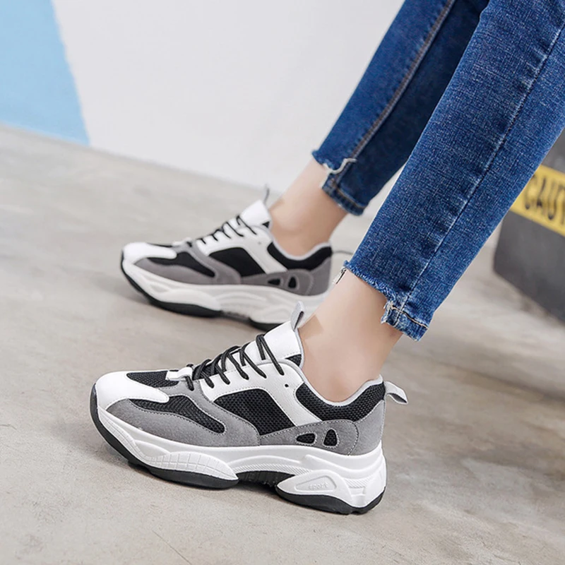 

Adisputent 2019 new summer spring mesh breathable old man casual wild thick bottom net red sports white shoes female