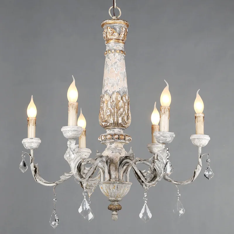 

Деревянная железная люстра, винтажный светильник в стиле лофт, Хрустальный подвесной светильник в стиле ретро, WF, для гостиной, кухни, спальни