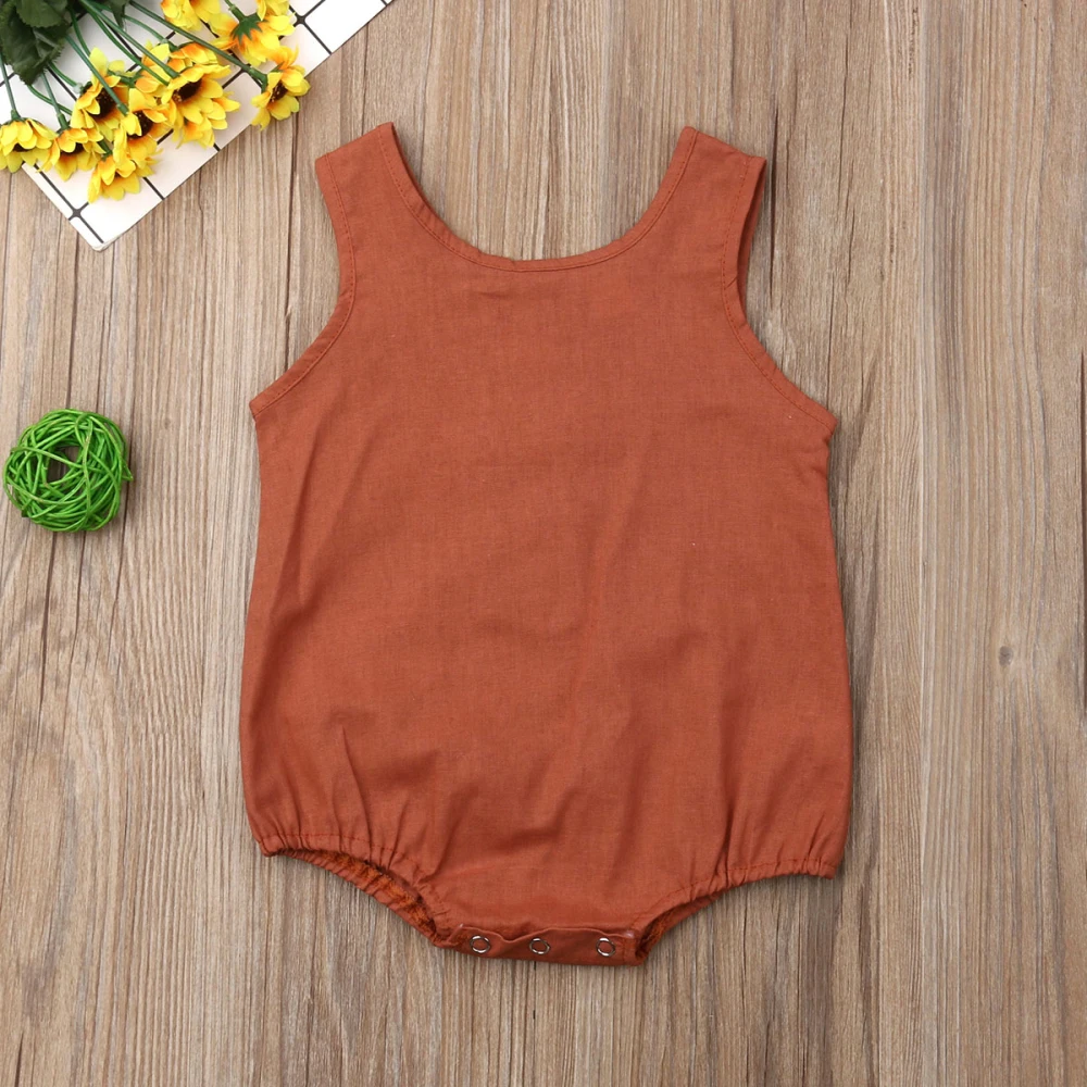 black baby bodysuits	 Newborn Baby Girl Boy Solid Cotton Linen Romper Jumpsuit Outfits Summer Sleeveless Clothes 0-18M Baby Bodysuits cheap