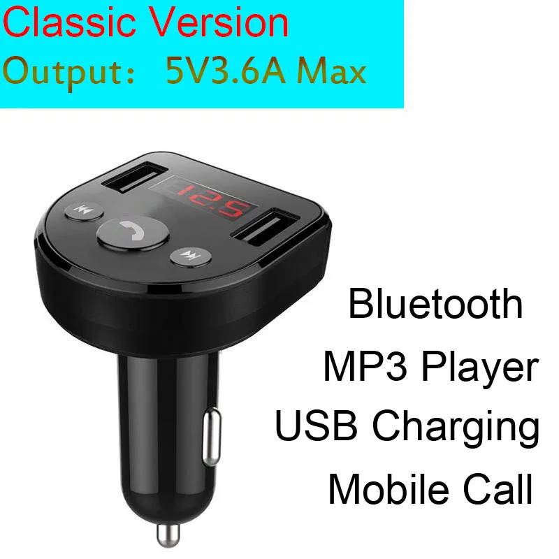 Classic Version USB Автомобильное зарядное устройство Bluetooth Автомобильный mp3 плеер 4.8A беспроводной FM светодиодный цифровой Громкая связь Bluetooth передатчик для iPhone samsung Xiaomi - Тип штекера: Classic Version