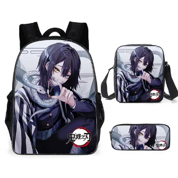 

Demon Slayer Kimetsu No Yaiba Print Book Bag Large Capacity Schoolbag for Teenager Girls 3Pcs/Set School Rucksack