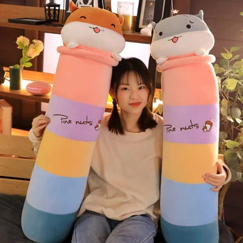 

Rainbow Cartoon Hamster Long Throw Pillow Plush Toy Pillow Birthday Present for Kids Boys Girls QP2