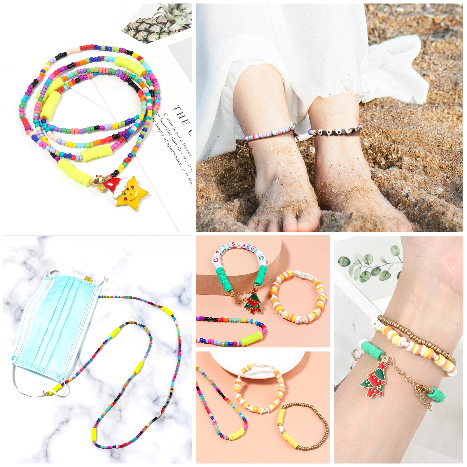 Box Round Acrylic English Alphabet Letter Beads Set With Stretch