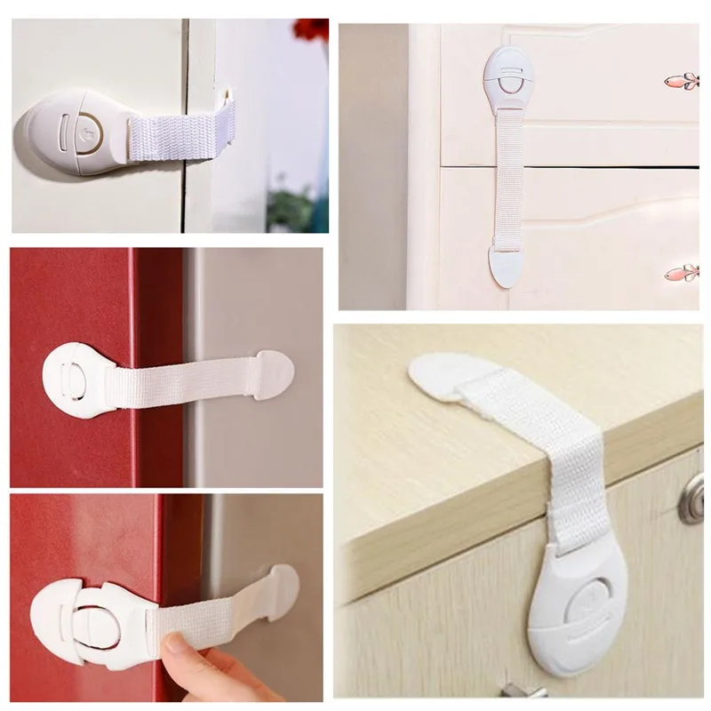 10Pcs/Lot Safety Plastic Kids Protection Cabinet Lock Door Drawers Refrigerator Toilet Blockers Baby Care Safety Locks Straps