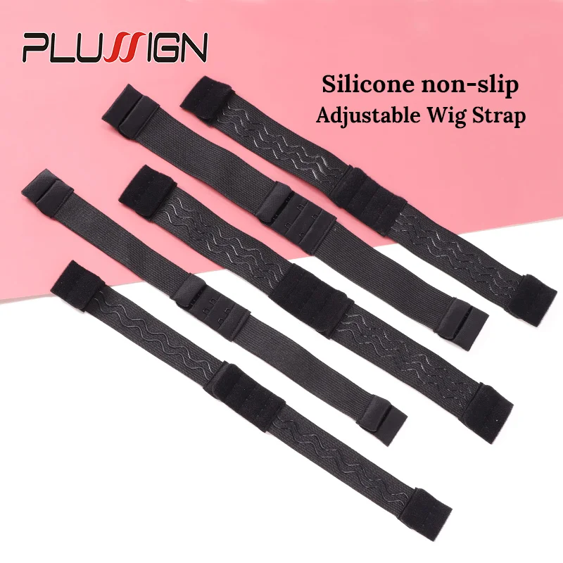 Plussign Black Adjustable Wig Elastic Band With Hooks For Prevent