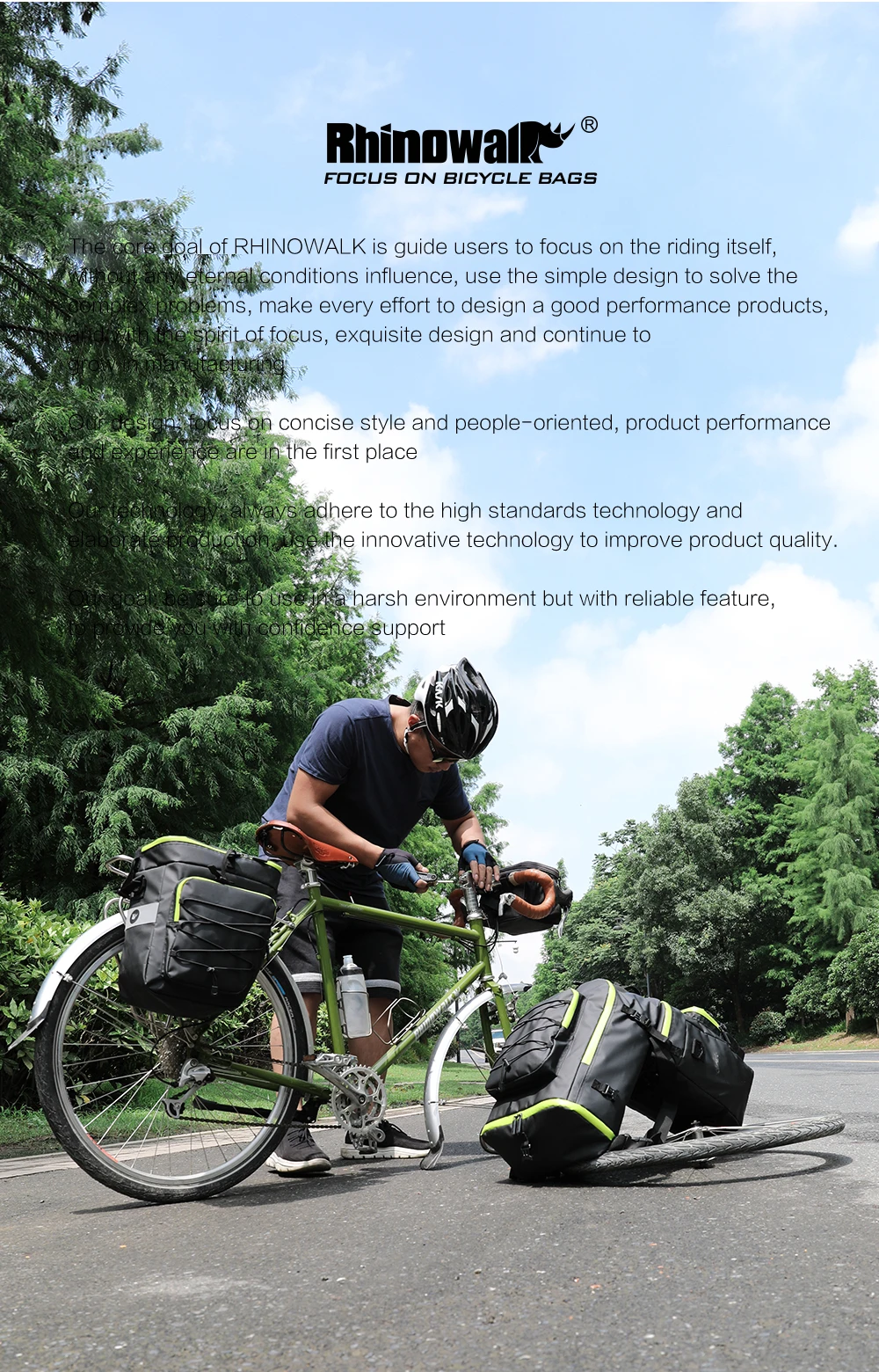 Rhinowalk-bolsa para maletero de bicicleta de carretera y montaña, portaequipajes trasero de doble cara, 3 en 1