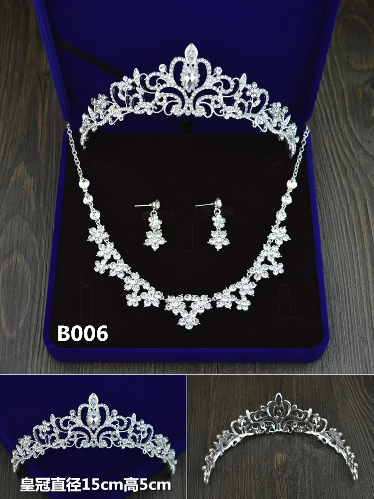 Девушки Bling невесты аксессуары для волос диадемы, серьги ожерелье свадебные наборы