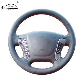 

Artificial Leather car steering wheel braid for Hyundai Santa Fe 2006-2012/Custom made dedicated auto steering-Wheel Cover