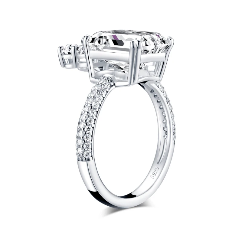 QYI 925 серебро 4,0 карат изумрудная огранка обручальное кольцо с цветком SONA Имитация бриллианта серебряное обручальное кольцо Снежный лед цветок дизайн
