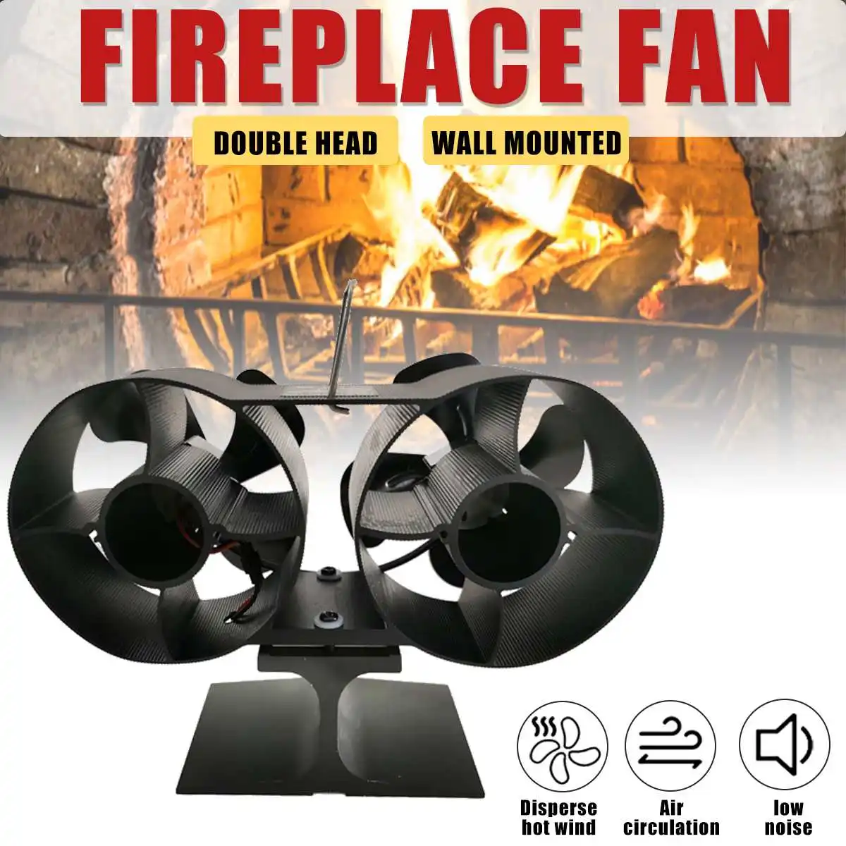 Double Fireplace Fan Heat Powered Stove Fan Ecofriendly Wood Burner
