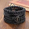 IFMIA Vintage Black Bead Bracelets For Men Fashion Hollow Triangle Leather Bracelet & Bangles Multilayer Wide Wrap Jewelry 2022 ► Photo 2/6