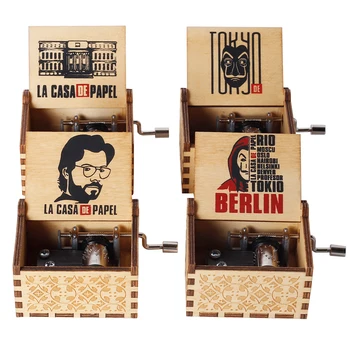 

2020 newest print la casa de papel money heist Bella Ciao Musical Box Hand Cranked Music Box Boy Birthday Gift home Decoration