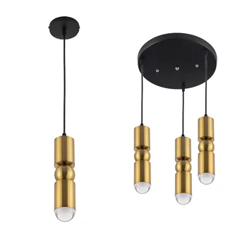 

Modern Creative led Gold pendant lights Surface Mounted Hanging Wire Tube Pendant Light Cylindrical Long Bar cafe hang Lamp