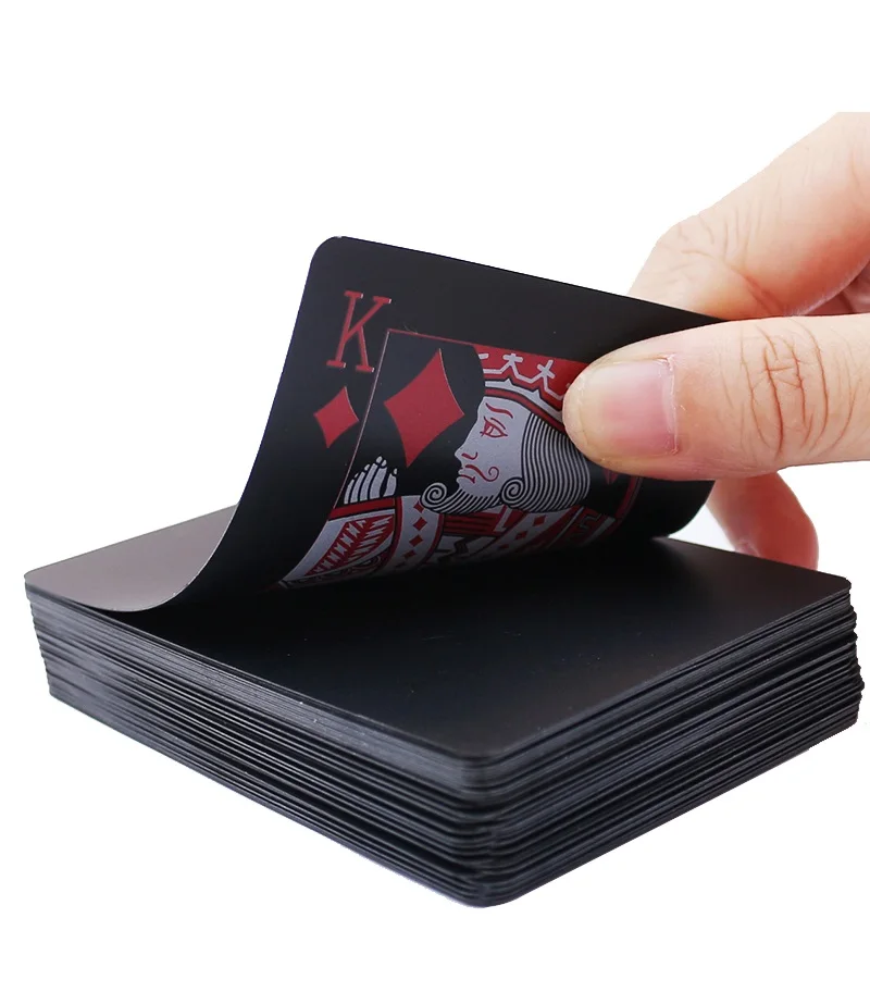 PVC Plastic Playing Cards Set Deck Poker Waterproof Game Poker Cards Party Magic Tricks Tool Black Gold 54 Pcs Creative Gift