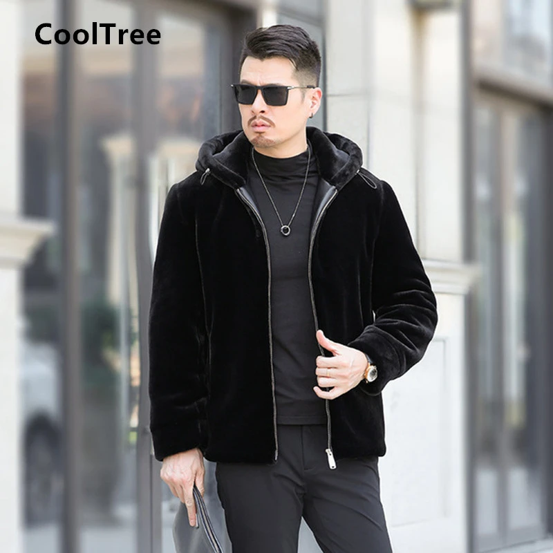 CoolTree chaquetas de para hombre, abrigos y cálidos de imitación de visón y terciopelo, ropa de abrigo informal de piel de imitación para invierno|Chaquetas| - AliExpress
