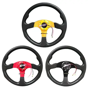 

13 Inch Car Racing Style Drifting Race Sport Steering Wheel Universal Modified stylish Aluminum Alloy Faux Leather Auto Parts