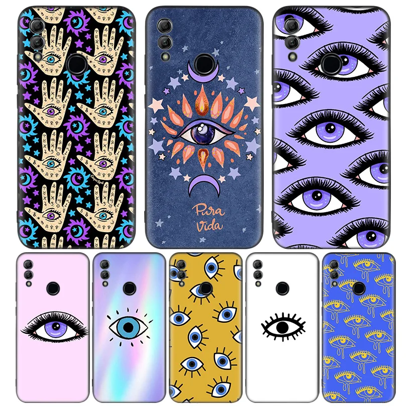 Золотой фольга сглаза черный чехол для телефона Huawei Y9 Y5 Y6 Y7 2019 Honor 10 9 Lite 9X 8X 8S 8A 7S 7A