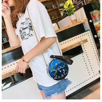 

New party party party handbag hand bag women's shoulder bag round women's fashion ball embroidery Evening Bag Messenger Bag