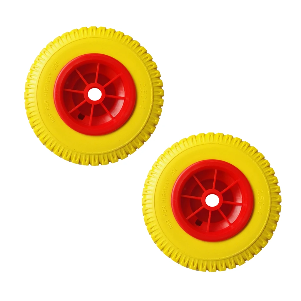 1 Pair 25.4cm 22.35mm 150kg Load Replacement Puncture Proof Yellow Tyre on Red Wheel for Kayak Canoe Cart