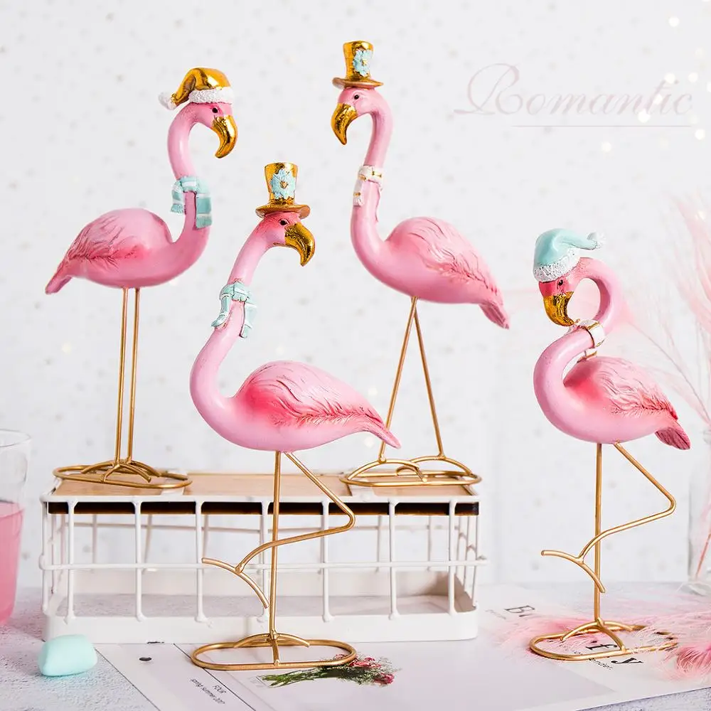 

Pick Flamingo Figurine Crafts Set Home Decoration Bedroom Cafe Restaurant Model Desktop Display Christmas Wedding Decoration