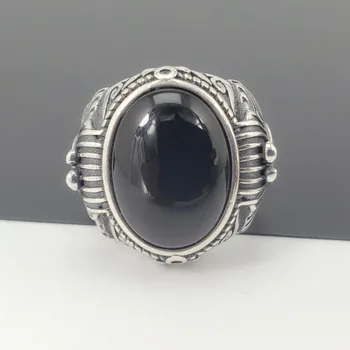 

Real 925 Silver Black Garnet S925 Ring Men Male Female Engraved Eygept Pharaoh Fashion Resizable Thai Silver Fashion Jewelry