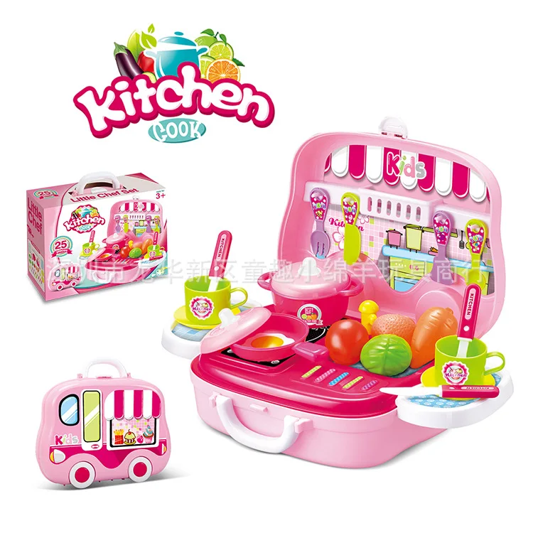 

Educational Children Model Play House Kitchen Tableware Suitcase Set Play House Educational Toy Tableware