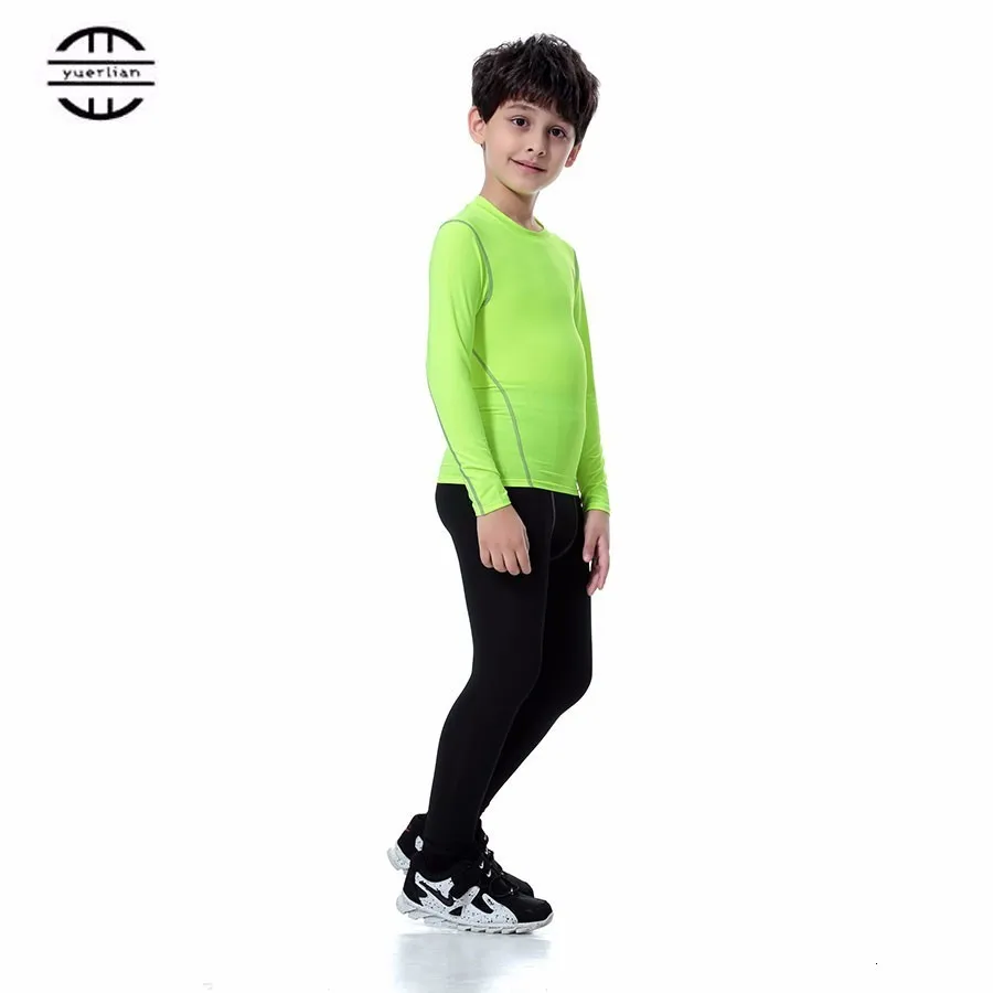 Yuerlian/ детский компрессионный впитывающий спортивный костюм для фитнеса облегающий спортивный костюм длинная футболка леггинсы детский комплект для бега