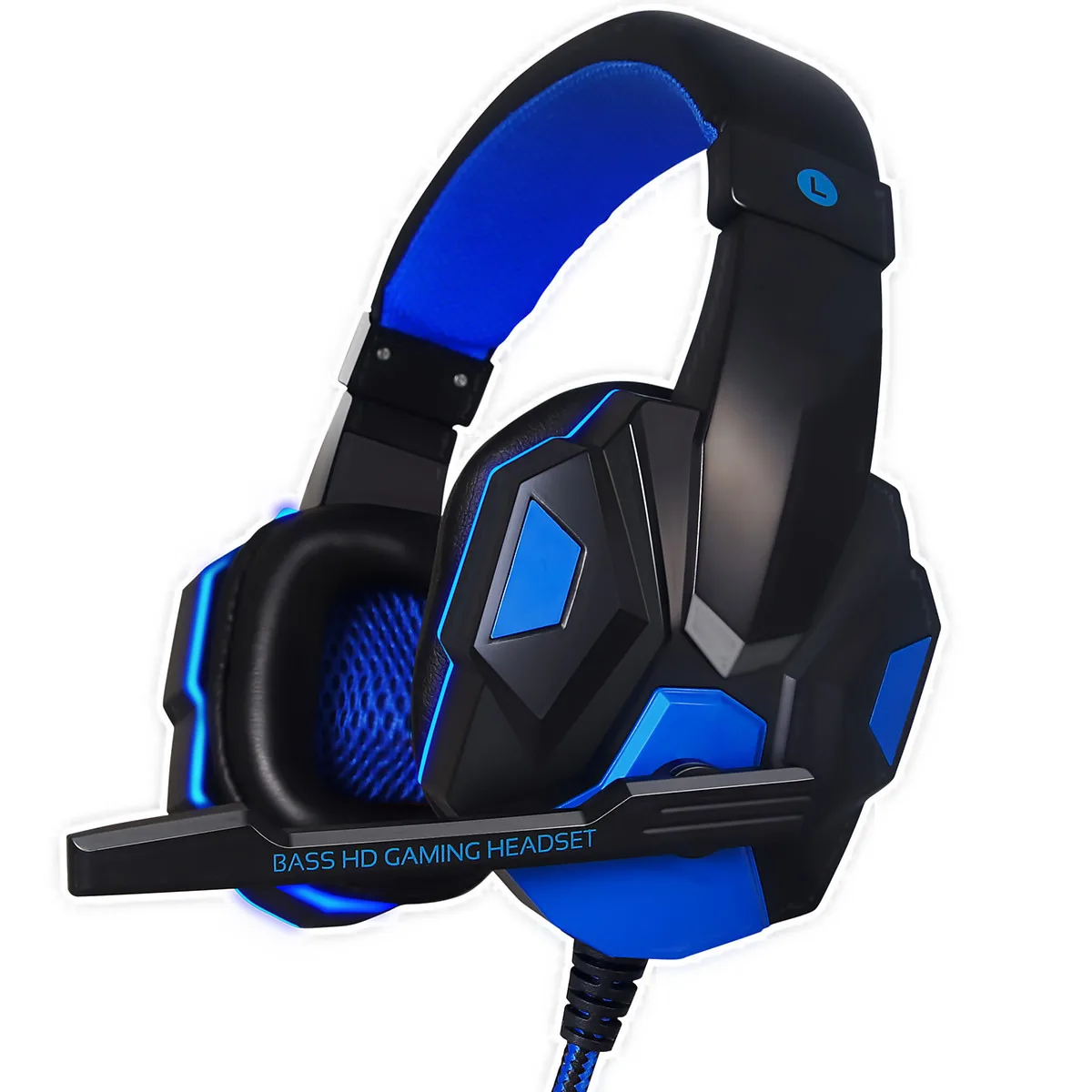 Black and Blue PC780 Игровые наушники Проводная геймерская гарнитура стерео звук за ухо наушники с микрофоном и светодиодный свет для ПК ноутбука для PS4 - Цвет: Black and Blue