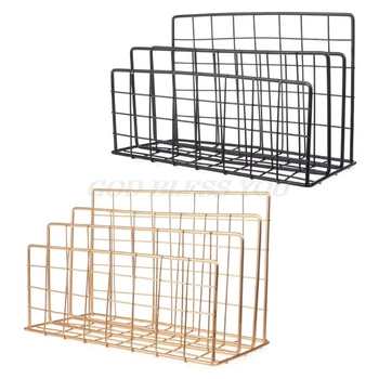 

Grid Wrought Iron Desktop Storage Rack Bookshelf Magazine File Organizer Holder Drop Shipping