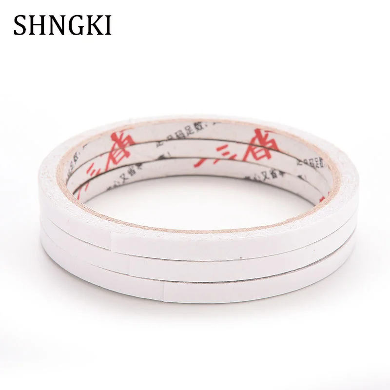 6mm x 9m Strong Adhesion Double Sided Sticky Tape White Powerful Doubles Faced Adhesive For Office