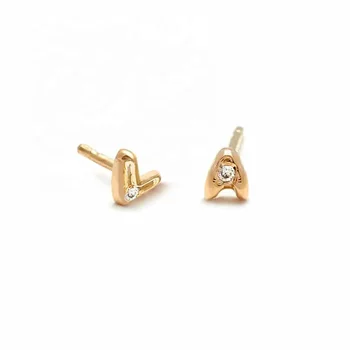 

LOZRUNVE Luxury Jewel 925 Silver Minimal Personalized Hand Carved Mini Letter Stud Earring Jewelry