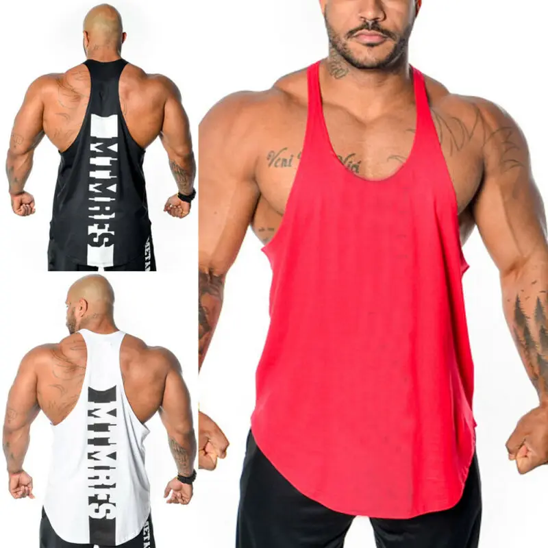 

Goocheer Solid Colors Gym Men Stringer Tank Top Bodybuilding Fitness Singlets Muscle Vest Tee basketball jersey M-3XL
