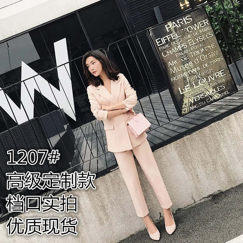 

2019 Slim Fit Korean-style Small Suit Set Professional Ladies' Suit Coat Capri Skinny Pants Two-Piece 1207 #