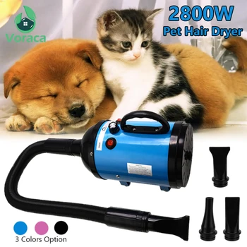 

2800W 220V Powerful Pet Dryer Blower Cat Dog Adjustable Strong-Power Low Noice Blower 3 Nozzles Salon Home Drying Dog Hair Large