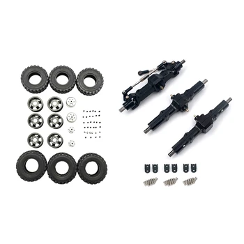 

1set DIY Double Tire Metal Wheel KIT for Wpl B14 B24 Q62 Q63 1/16 & 3 Pcs Front & Center & Rear Bridge Axle Set