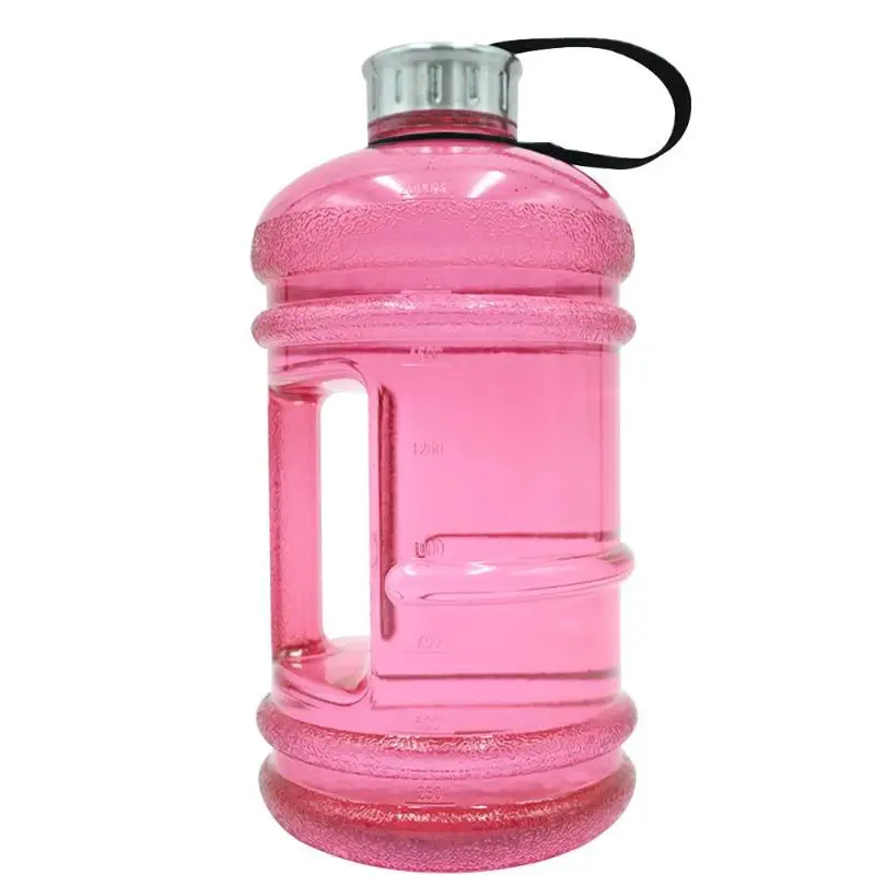2.2L большая емкость бутылка для воды PETG BPA бесплатно ручка чайник питьевая бутылка для спортзала Фитнес Спорт на открытом воздухе Туризм Бег - Цвет: Розовый