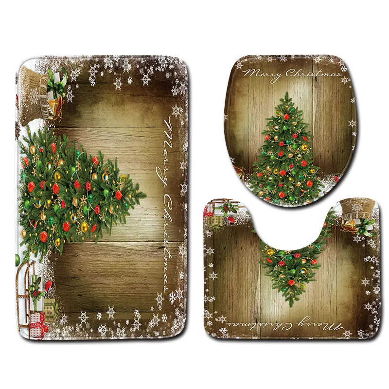3Pcs/set Bathroom Mat Set Christmas Bath Rug for Kitchen Carpet Anti Slip Shower Toilet Badmat sets | Дом и сад