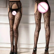 Сексуальные колготки с открытой промежностью с четырьмя боками, женские шелковые чулки с бантом, эластичные колготки, женские чулки