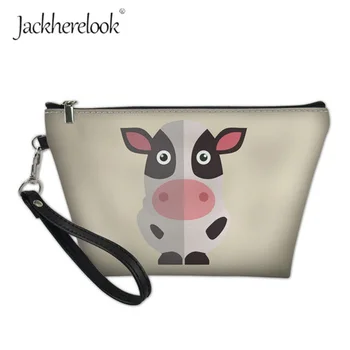 

Jackherelook Kawaii Cow Printing Makeup Pouch Cute Herbivore Animal Makup Bag Case Women's Mini Toiletry Tote Girl Necessary Box